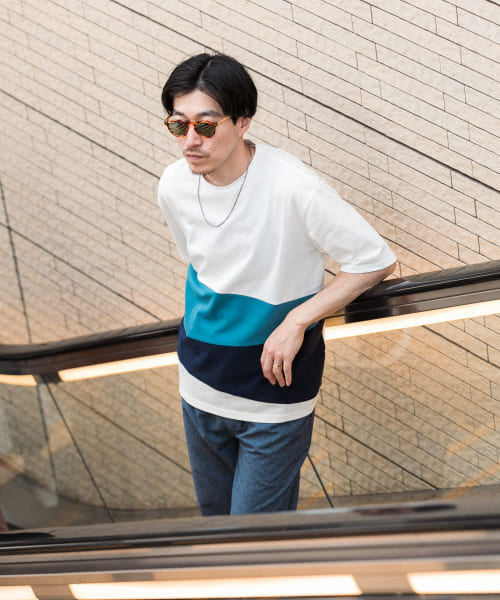[ITEMS][『UR TECH』『吸水速乾』『UVカット』天竺コットン キリカエTシャツ]