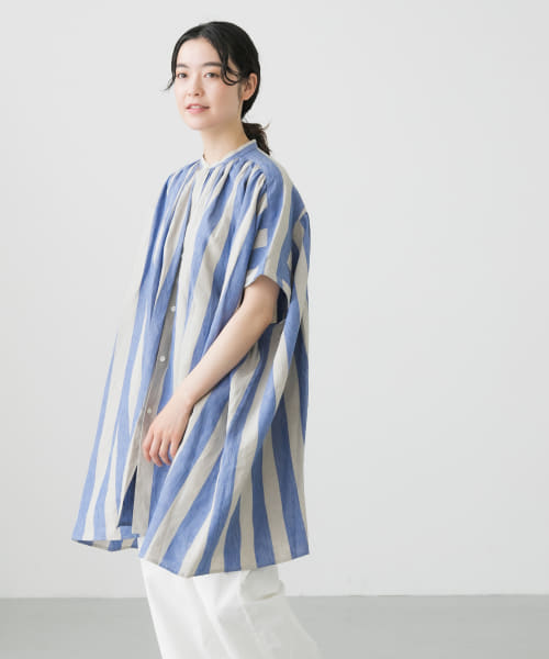 HAVERSACK　Linen stripe blouse