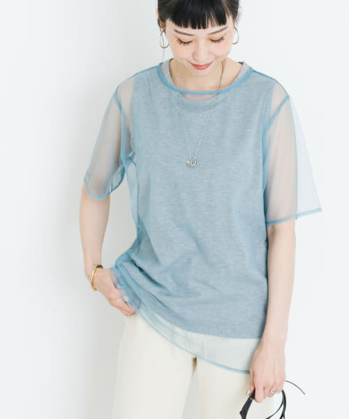 タンクトップ付きチュールTシャツ