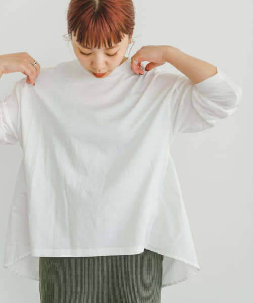 バックギャザーロングTシャツ