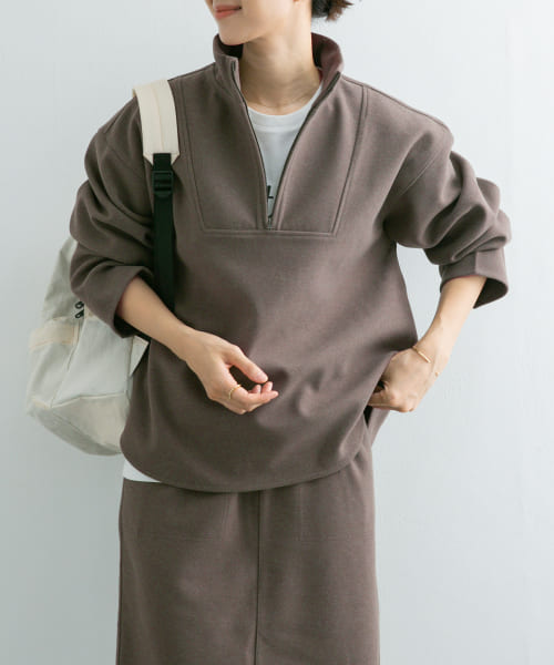 『毛玉防止』『静電気防止』add fabrics ハーフZIPプルオーバー