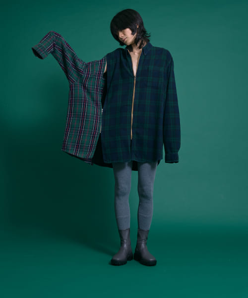 77circa　zip asymmetry nel shirts