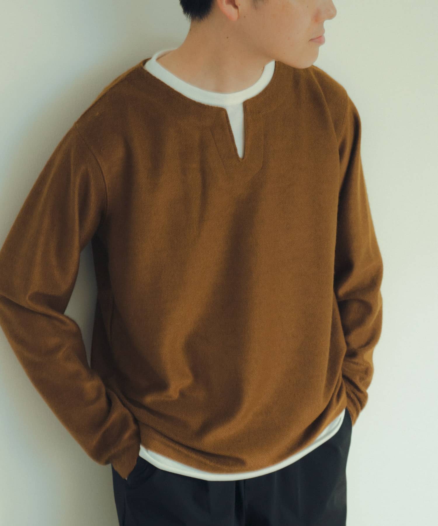 フェイクレイヤード キーネック カットソー[IT36-11A018]｜URBAN