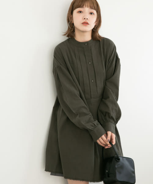フロントタックカットオフミニドレス