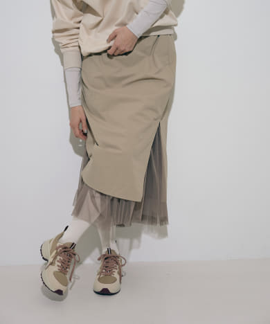 『別注』MIDIUMISOLID×TGM　RE Nylon layered skirt