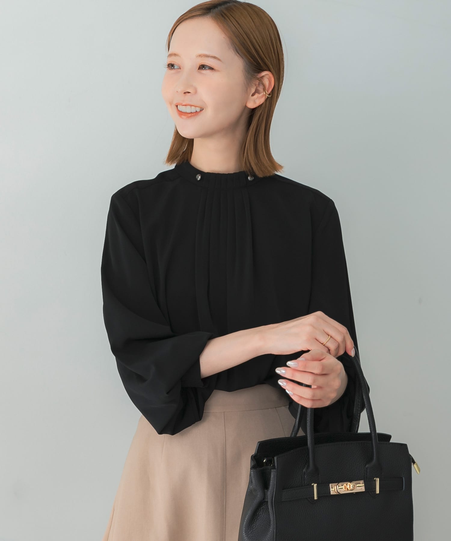 アーバンリサーチ 長袖 ブラウス ボリュームスリーブカットソー ピンク ベージュ