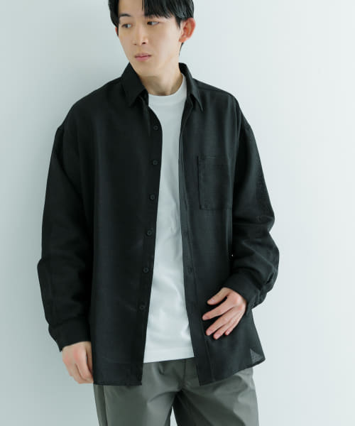 [ITEMS][リネンライクシアーロングスリーブシャツ]