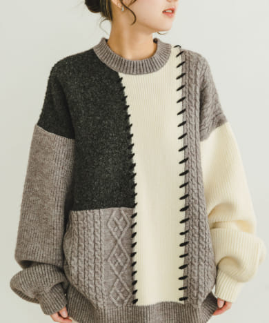 パッチワーククルーネックニット[IT47-22A003]｜URBAN RESEARCH公式ファッション通販