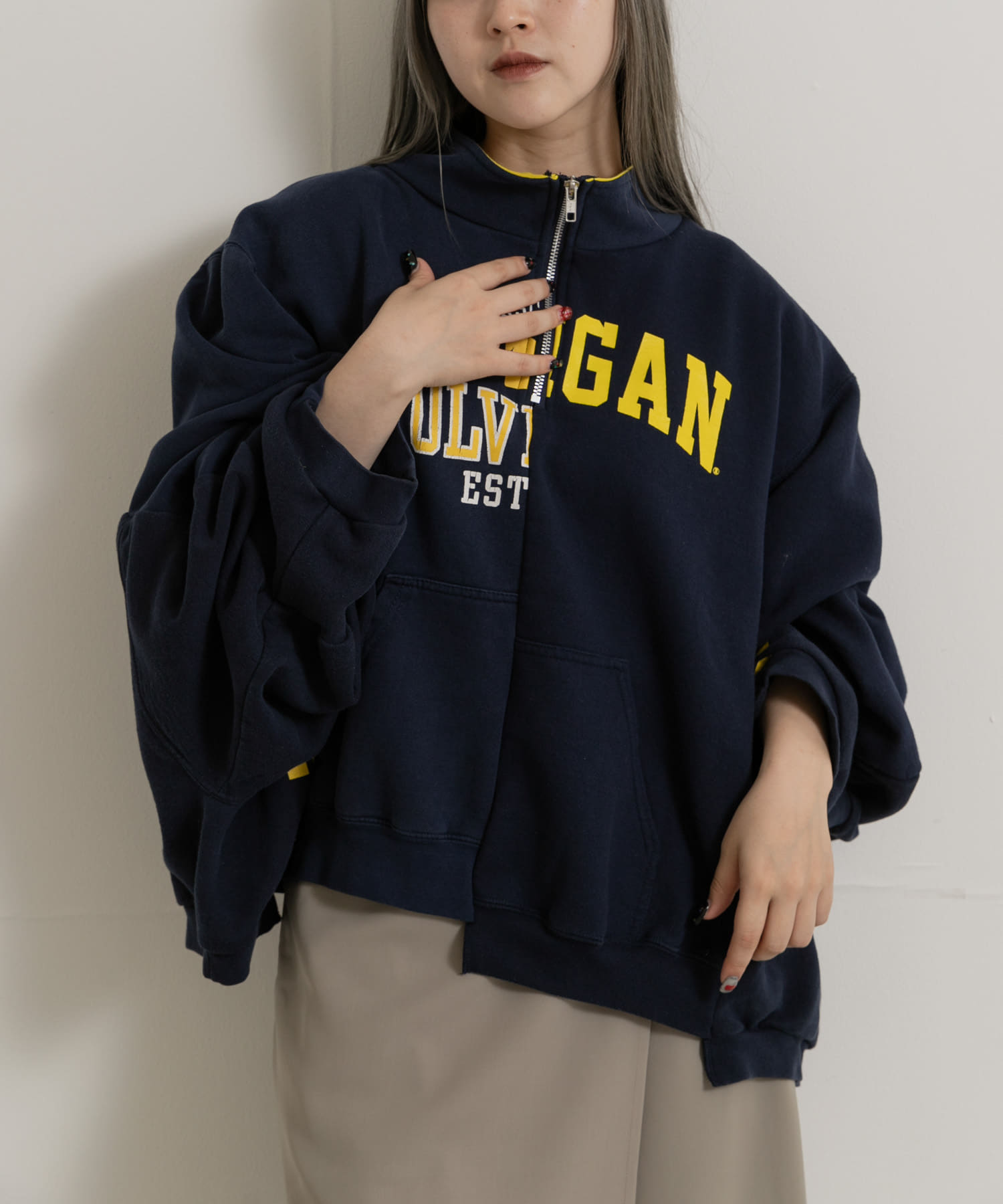 77circa make wide half zip sweat top[cc24aw-12-T47]｜URBAN