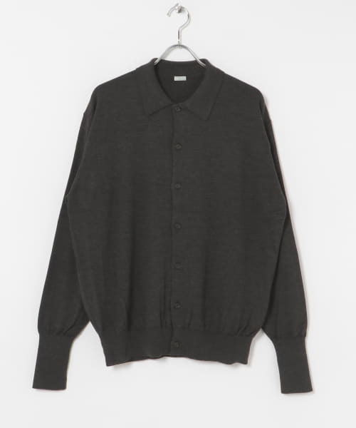 A PRESSE　Wool Knit Polo Collar Cardigan