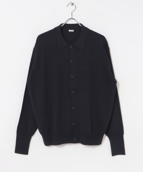 A PRESSE　Wool Knit Polo Collar Cardigan