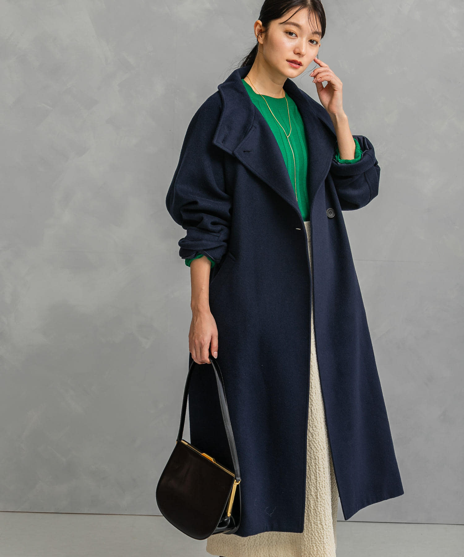 LEMAIRE ウール×コットン スタンドカラー リバーシブルコート