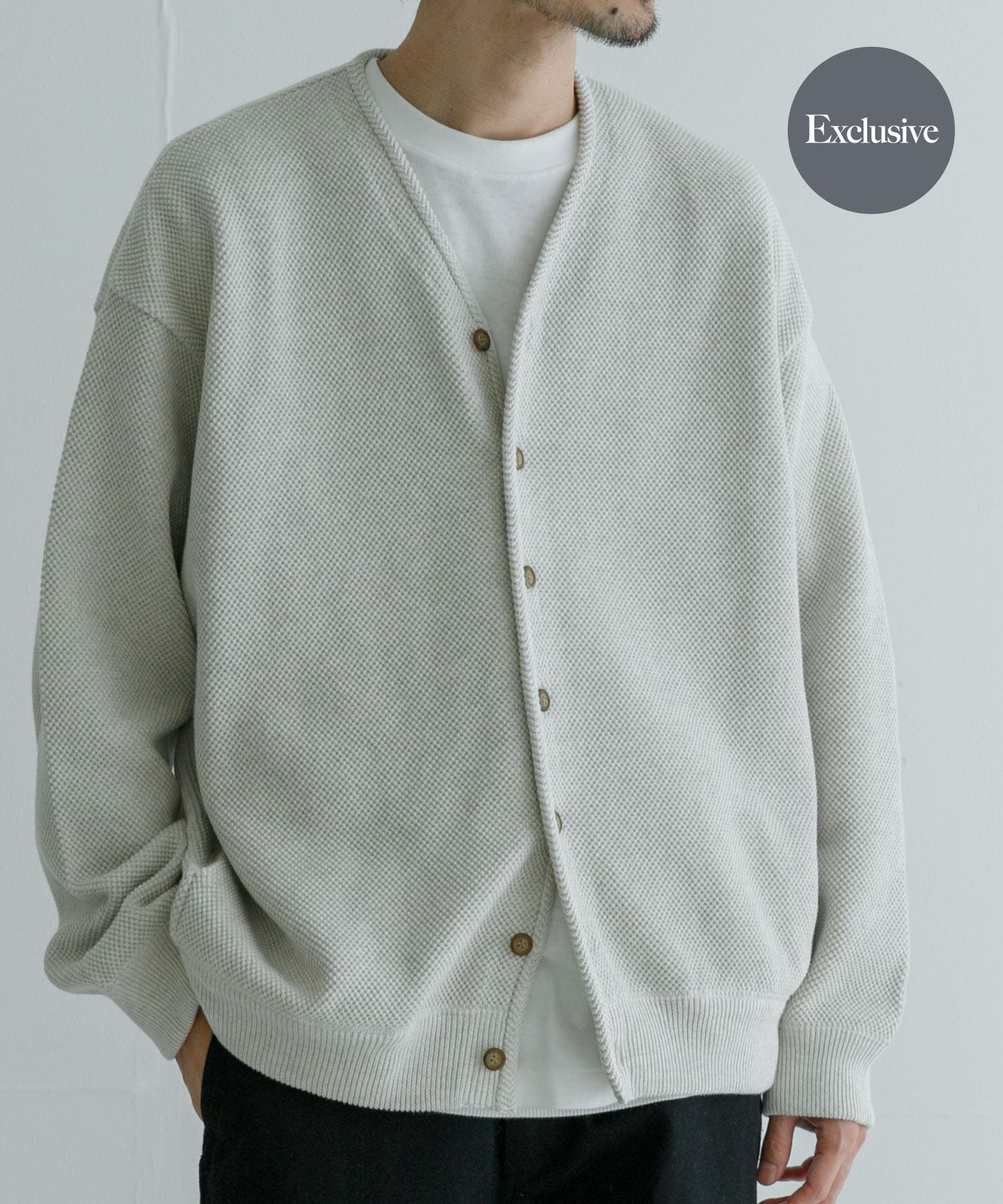 別注』crepuscule×UR Moss Stitch V-neck Cardigan[UM46-2403