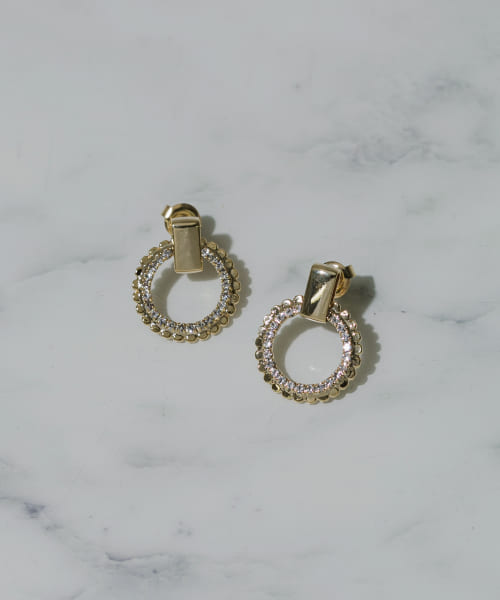 ビジューサークルピアス