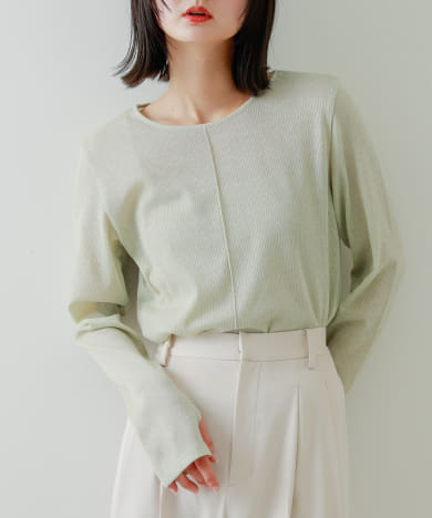 ラメリブロングTシャツ