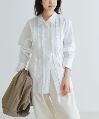レギュラーカラーフリルシャツ