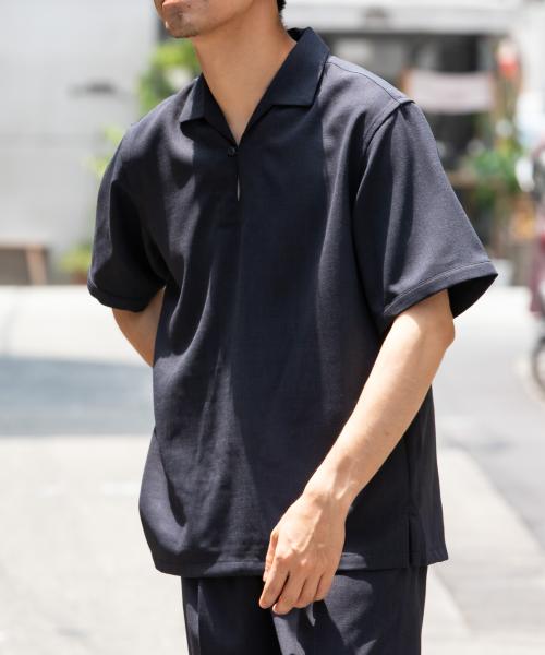 『WEB限定』『セットアップ対応』パナマ風スキッパーシャツ