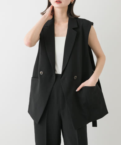 『UR TECH DRYLUXE』リネンライクサイドベルトジレ