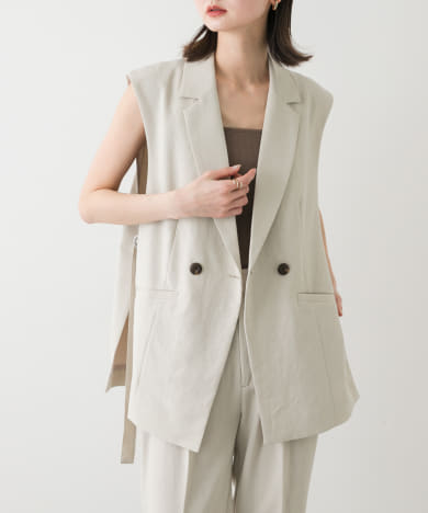 『UR TECH DRYLUXE』リネンライクサイドベルトジレ