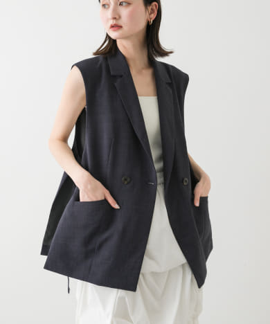 『UR TECH DRYLUXE』リネンライクサイドベルトジレ