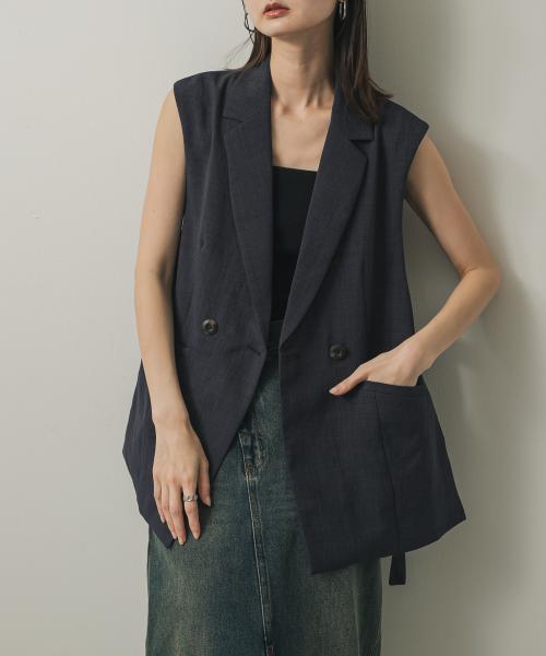 『UR TECH DRYLUXE』リネンライクサイドベルトジレ