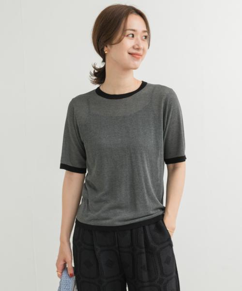 リンガー半袖ニットTシャツ