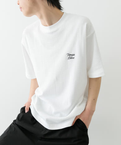ワンポイント刺繍チェックジャカードTシャツ