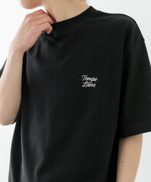 ワンポイント刺繍チェックジャカードTシャツ