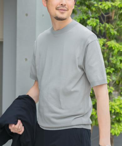 LIFE STYLE TAILOR　ハイゲージクルーネック半袖ニット