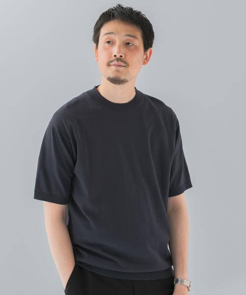 LIFE STYLE TAILOR　ハイゲージクルーネック半袖ニット