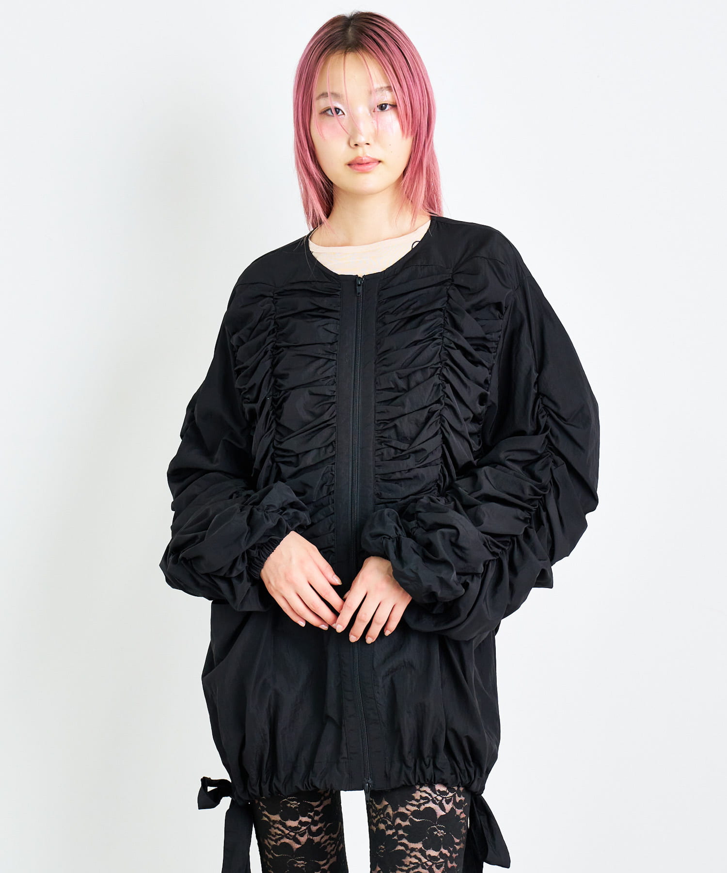 ANNA SUI NYC シャーリングダブルジップブルゾン[AWA4-27D011