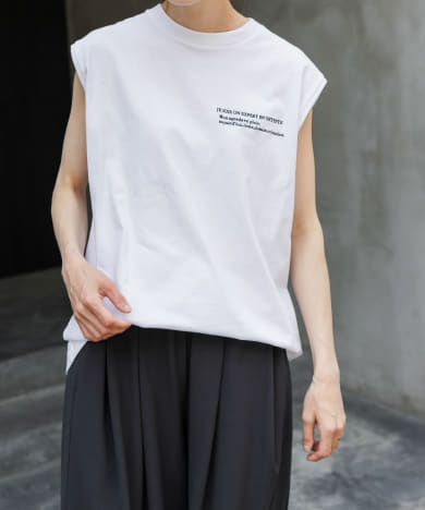 FORK&SPOON　エンブロイダリーノースリーブTシャツ
