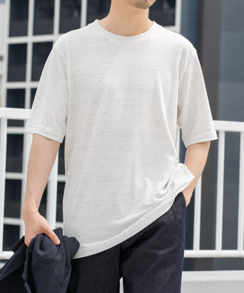 『XLサイズあり』リネン混カノコクルーTシャツ