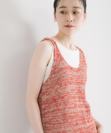 リネン混ノースリーブニット