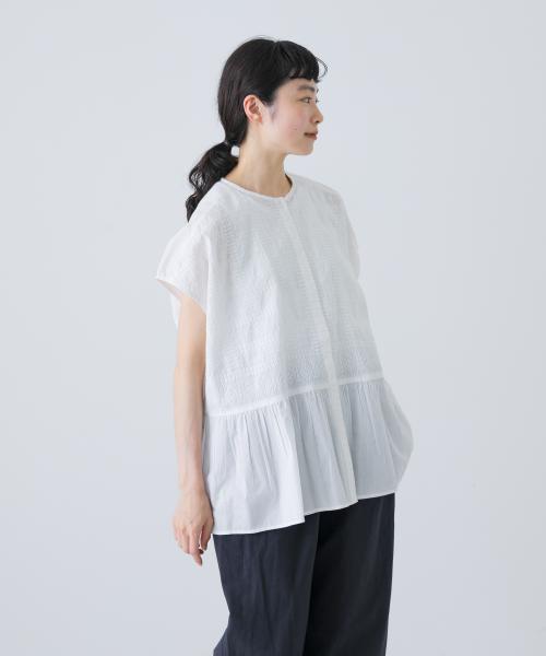 フロント刺繍フレンチブラウス