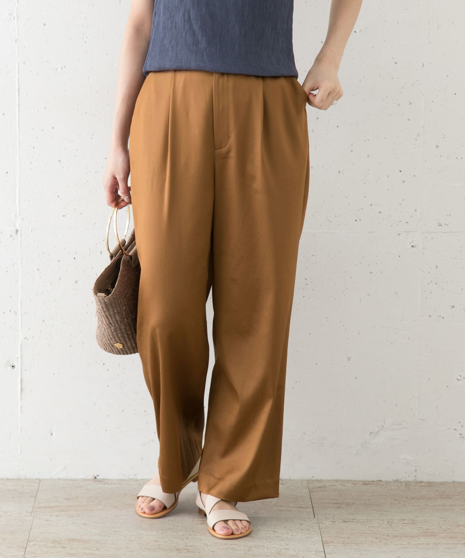 美品 リエンダ サテンワイドパンツ
