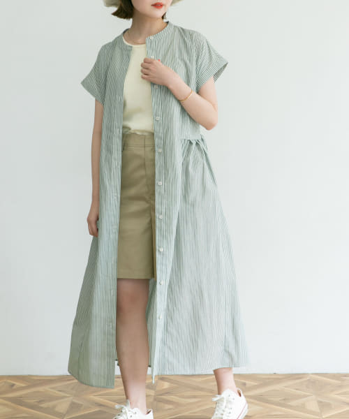 『UR TECH Smart Linen Touch』ウエストタックフレンチワンピース