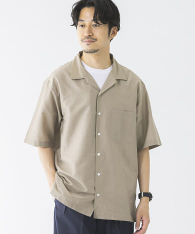 コットンシルクショートスリーブオープンカラーシャツ[UR25 