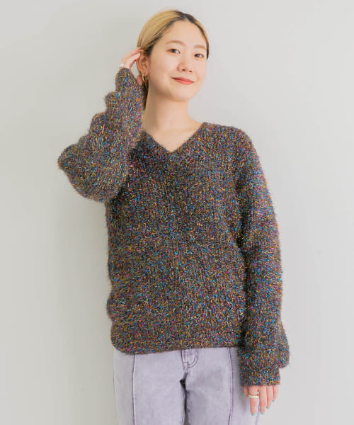 iI　glitter v neck pullover