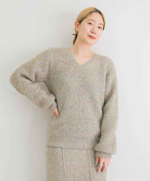 iI　glitter v neck pullover