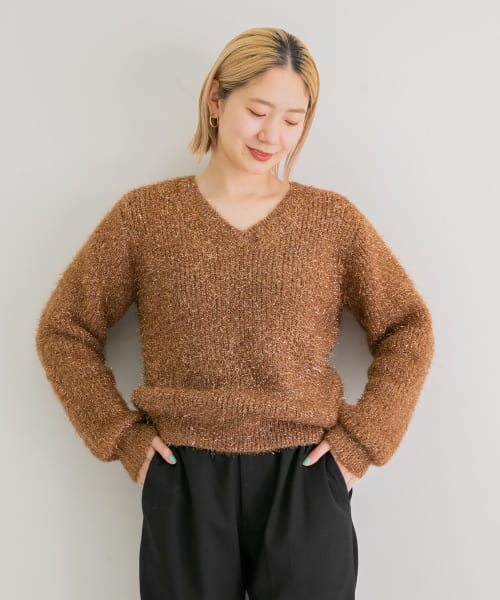 iI　glitter v neck pullover