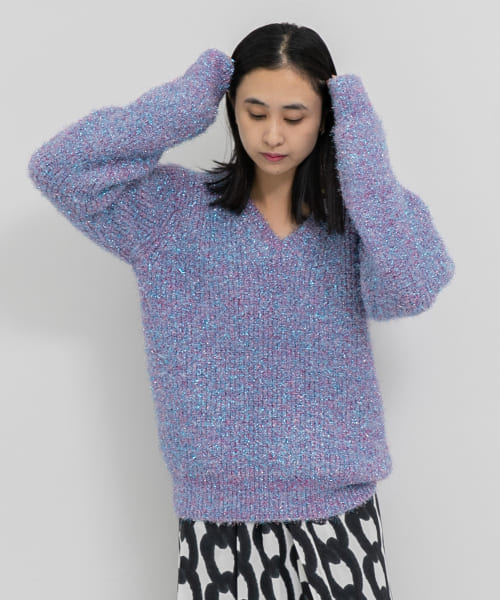 iI　glitter v neck pullover