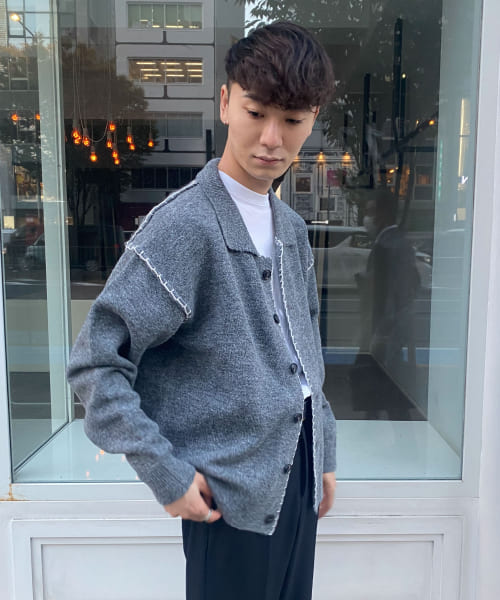 Couleur Meler sakasa　hand stitch knit cardigan