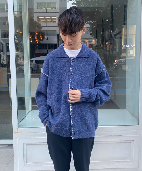 Couleur Meler sakasa　hand stitch knit cardigan