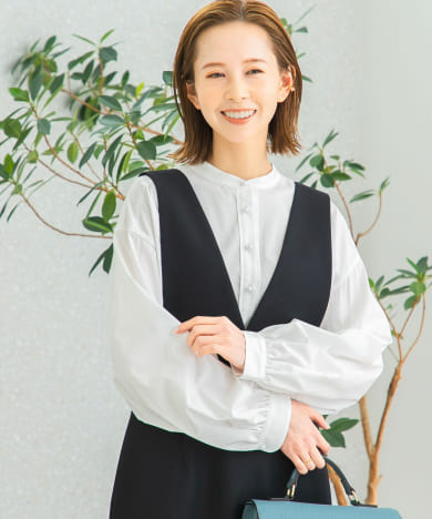 パール釦ボリュームシャツブラウス