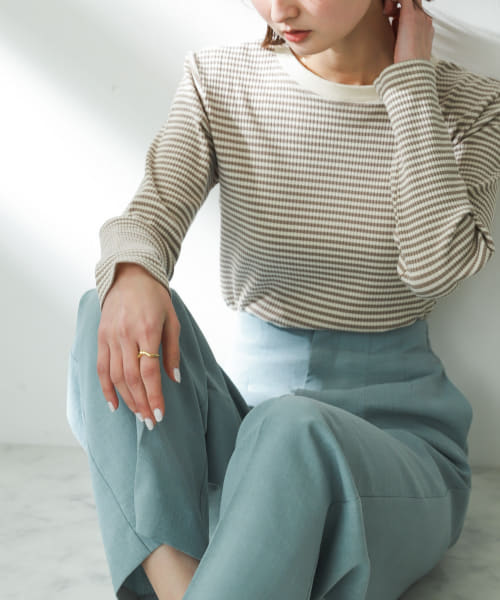 クルーネックリンガーボーダーTシャツ