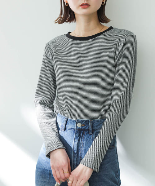クルーネックリンガーボーダーTシャツ