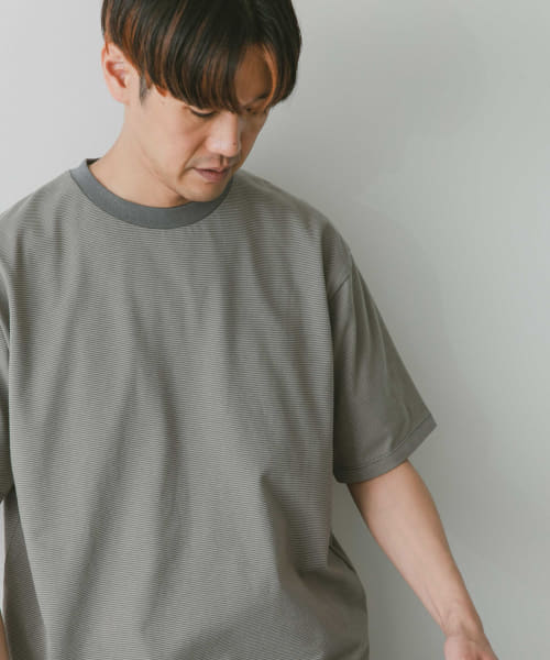 ミジンボーダークルーネックショートスリーブタフTシャツ