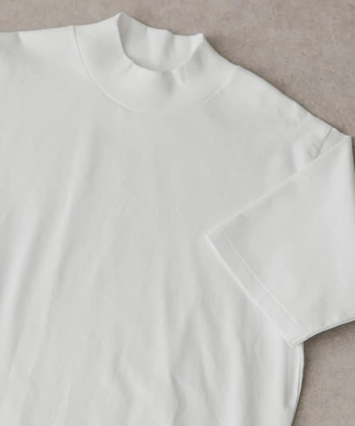 『抗菌/防臭』LIFE STYLE TAILOR　シルケットポンチストレッチモックネックTシャツ