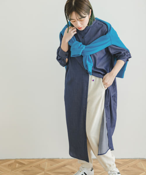 『UR TECH WORKLUXE』バンドカラーデニムワンピース